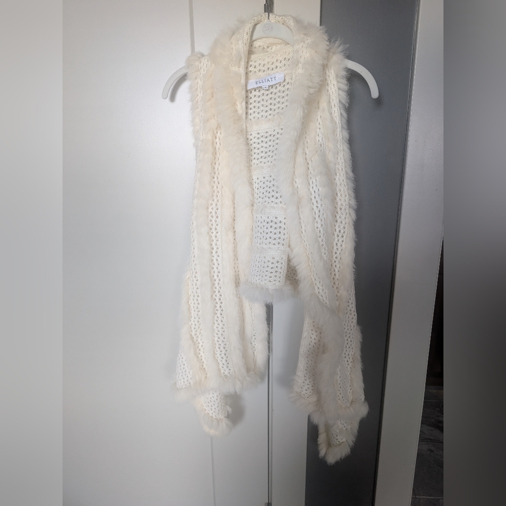 Elliatt cardigan recycled rabbit fur trim vest